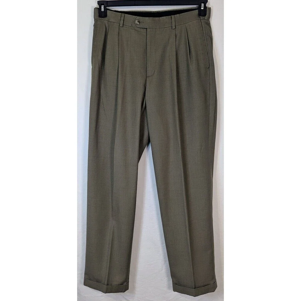 Roundtree & Yorke Easy Care Pleated Dress Pants Taupe 34x32